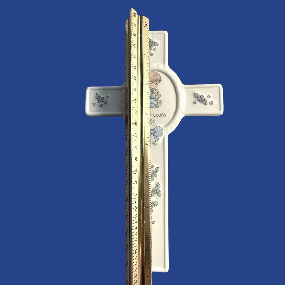 VTG 1990’s Precious Moments Porcelain Jesus Loves Me Wall Cross 8